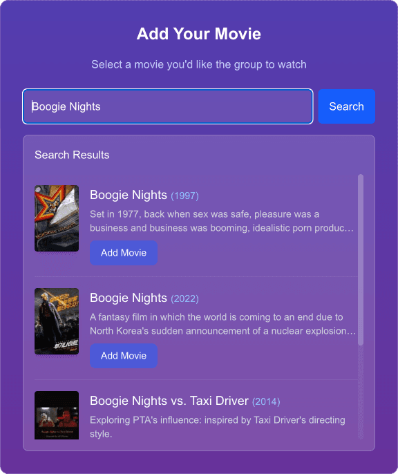 Add movies to tournament